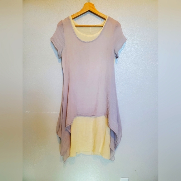 💚5/$25 Lagenlook Layered Gauzy Tunic Shift Dress Size Small - Picture 1 of 4